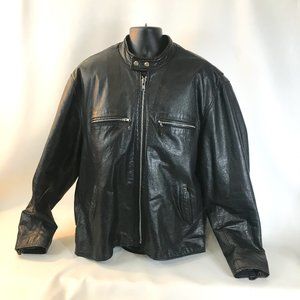 Hudson Genuine Leather Lined Motorcycle Jacket w Harley Davidson Patch Sz 52